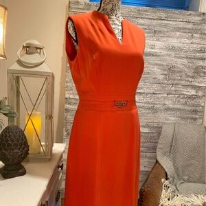 Tahari ASL Melon Mango Dress Size 6, Sleeveless